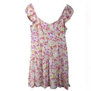Hollister Pink Yellow Floral Mini Sundress Large